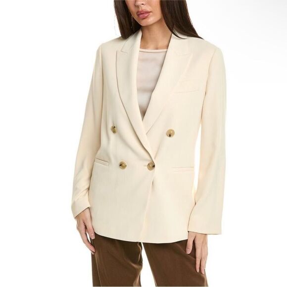VINCENEW Crepe Double Breasted Blazer Jacket in Birch Women’s Size 8